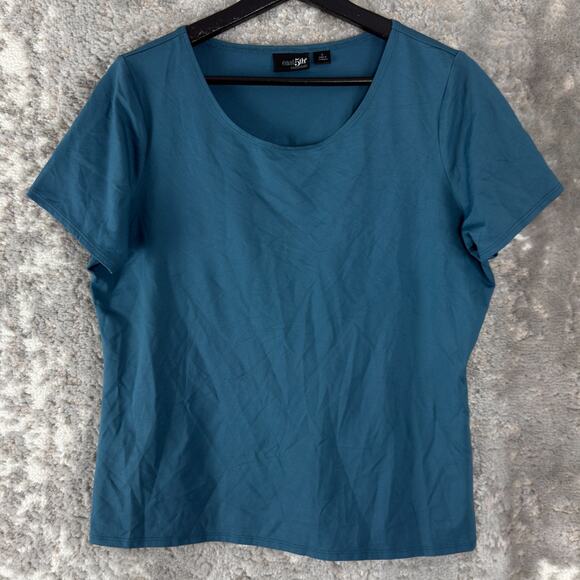 East 5th Tops - East 5th Size L Minimalist Stretch Casual Top Blue Short Sleeve Pullover